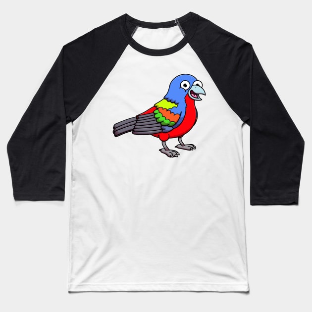 Happy Painted Bunting Bird Baseball T-Shirt by TheMaskedTooner